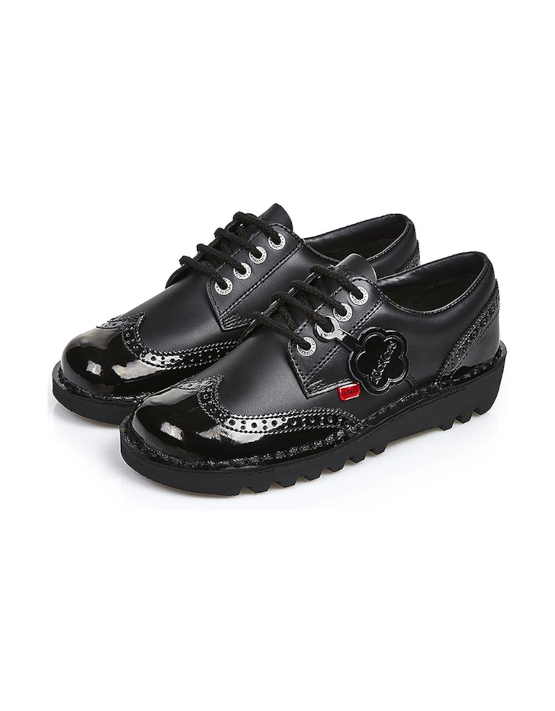 Kick Lo Brogue Leather Flat Shoe - Black