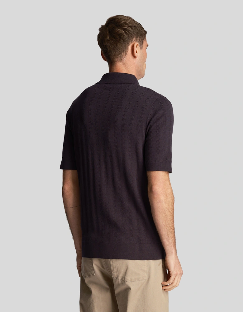 Textured Stripe Knit Polo Shirt
