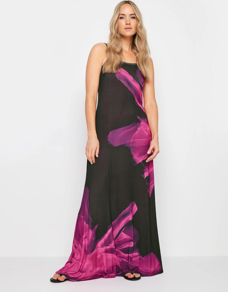 Tall Black Pink Floral Maxi Dress