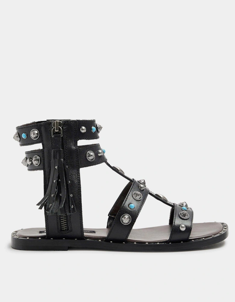 Stud Detail Gladiator Sandal - Black