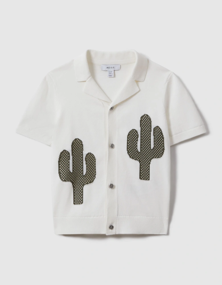 Knitted Cactus Cuban Collar Shirt