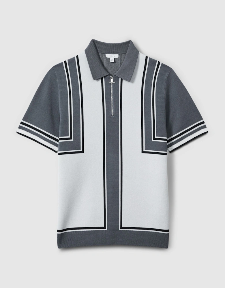Knitted Half Zip Polo Shirt