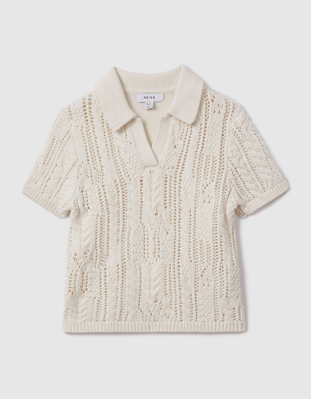 Crochet Open Collar Polo Shirt, 2 of 1