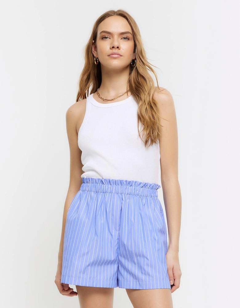Stripe Poplin Shorts - Blue