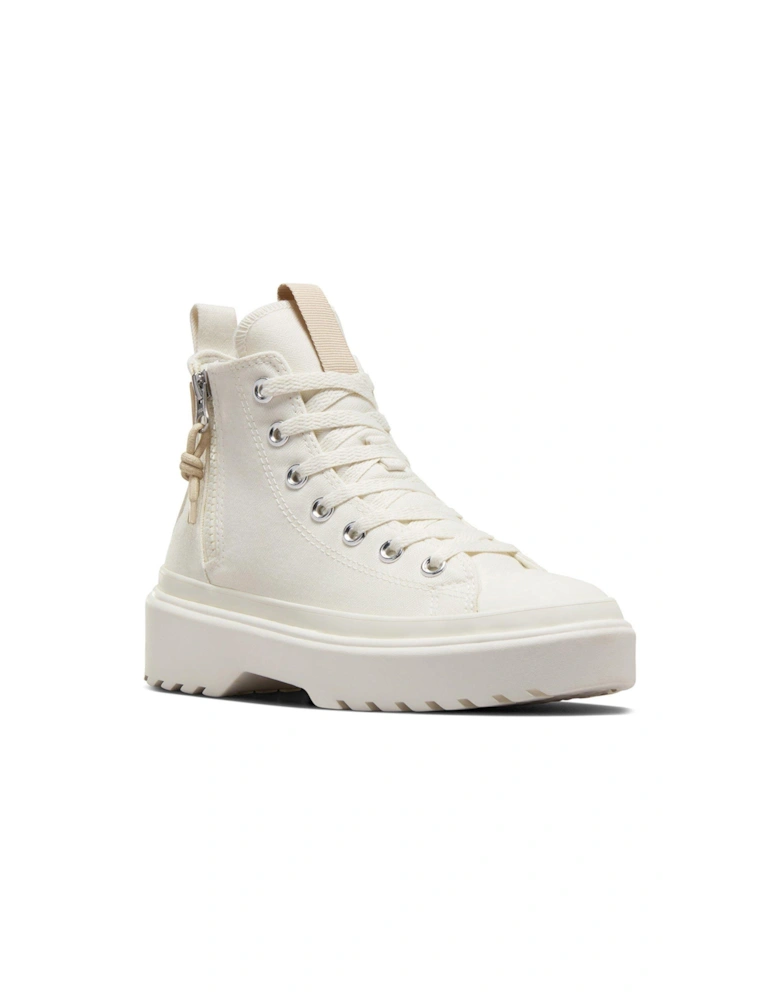Junior Girls Lugged Lift Hi Top Trainers - Off White