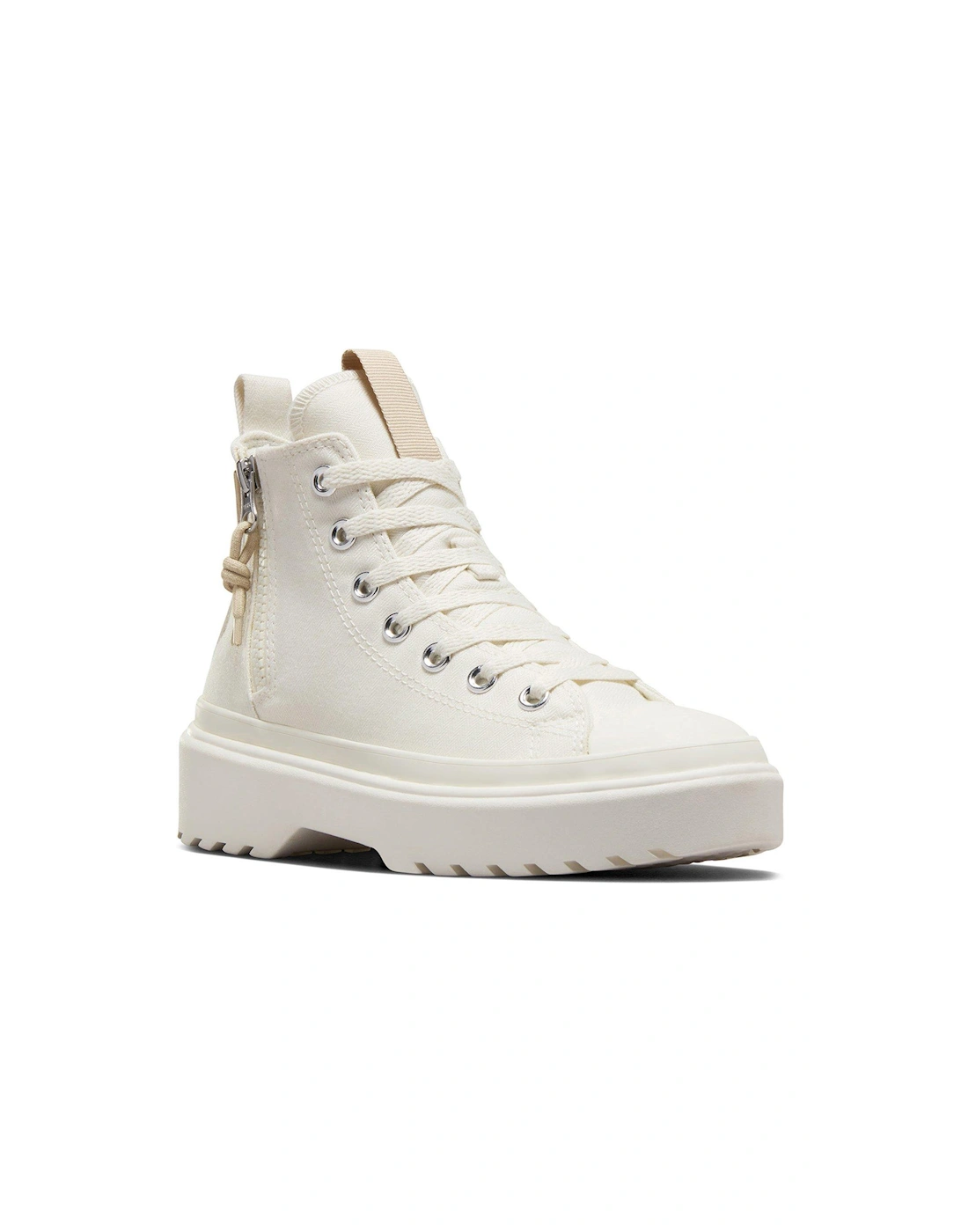 Junior Girls Lugged Lift Hi Top Trainers - Off White