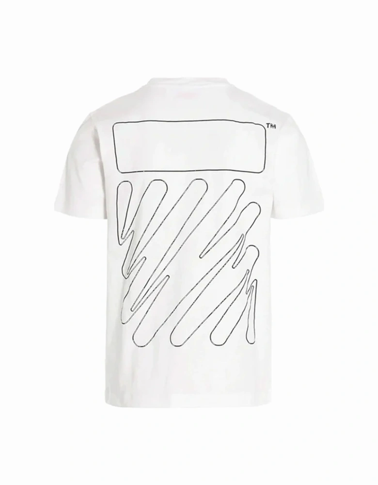 Wave Diagonal Printed Cotton T-Shirt in White