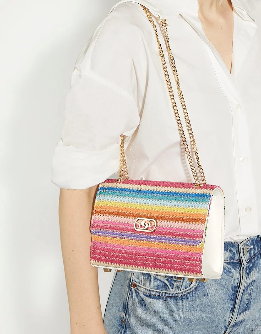 Accessories Dinkydellsie - Rainbow Stripe Raffia Shoulder Bag
