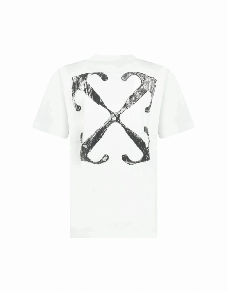 Scratch Arrow Logo Print T-Shirt in White