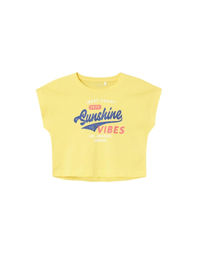 Girls Cropped Sunshine Vibes Short Sleeve Tshirt - Yarrow