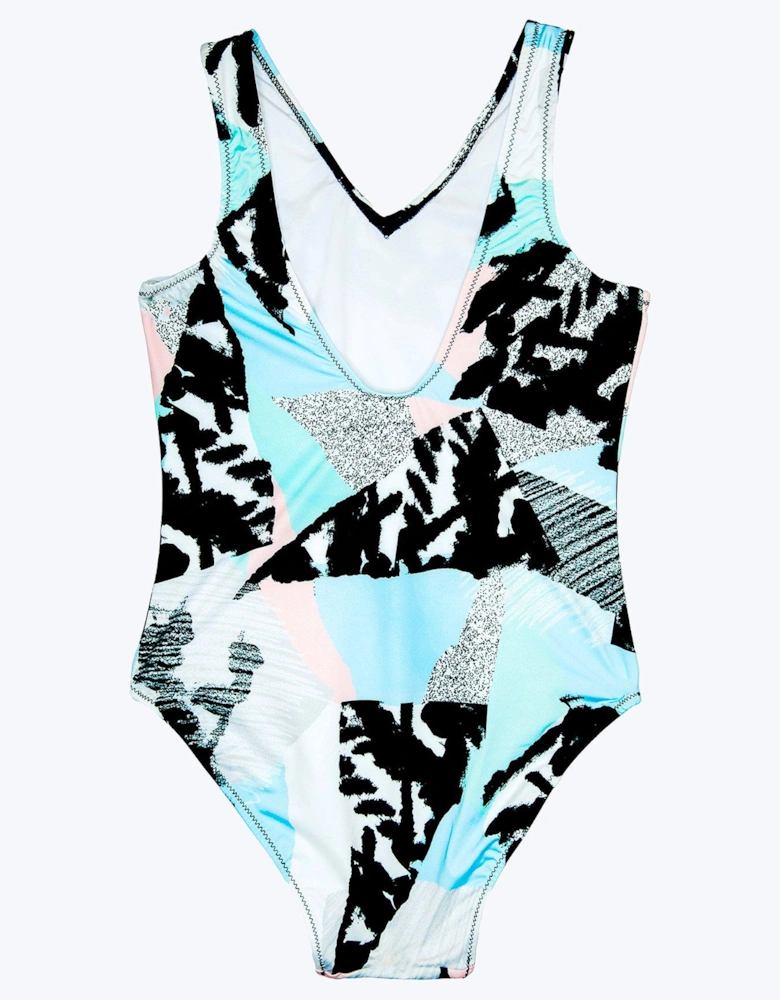 Girls Multi Pastel Abstract Swimsuit