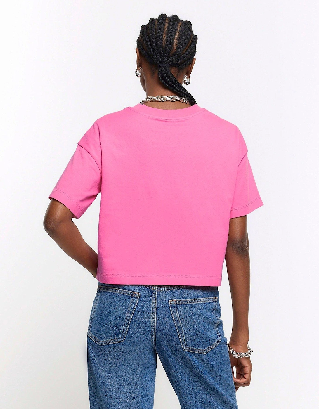 Boxy Chopped Tee - Bright Pink