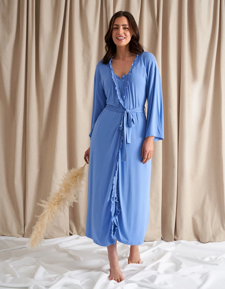 Bamboo Frill Kimono in Cornflower Blue