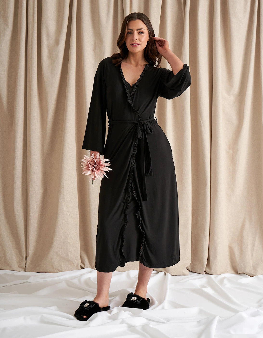 Bamboo Frill Kimono in Black, 7 of 6