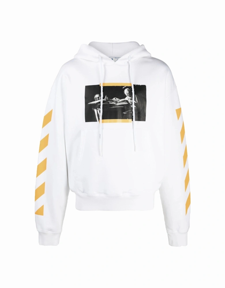 Caravaggio Painting Dia-Stripe Printed Hoodie in White