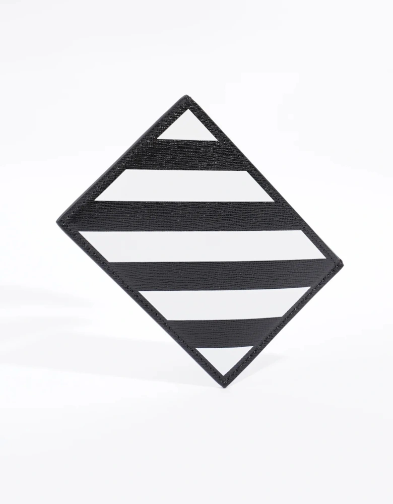 Diagonal Stripe Printed Card Holder in Black