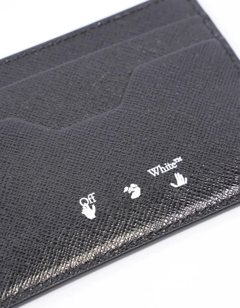 Diagonal Stripe Printed Card Holder in Black