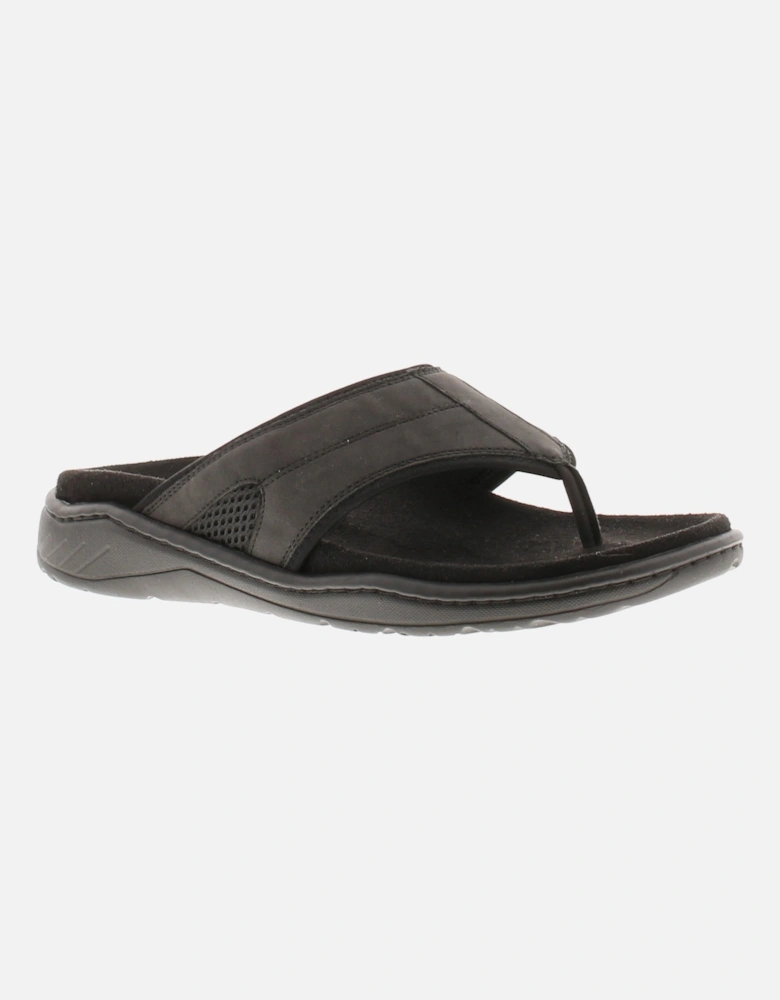 Mens Comfortable Sandals Toe Post Gerard Slip On black UK Size