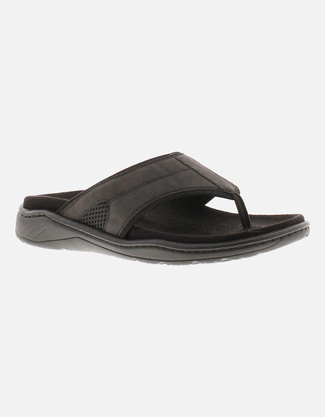 Mens Comfortable Sandals Toe Post Gerard Slip On black UK Size, 6 of 5