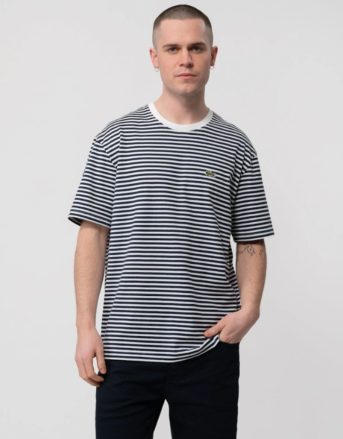 Mens Striped Crew Neck T-Shirt, 5 of 4