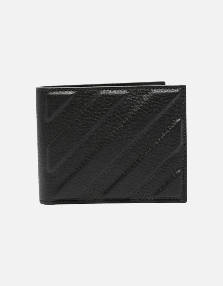 3D Diag Bifold Leather Wallet in Black