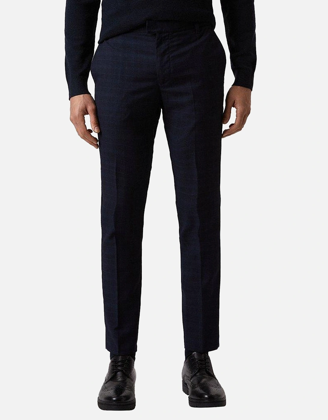 Mens Checked Slim Suit Trousers