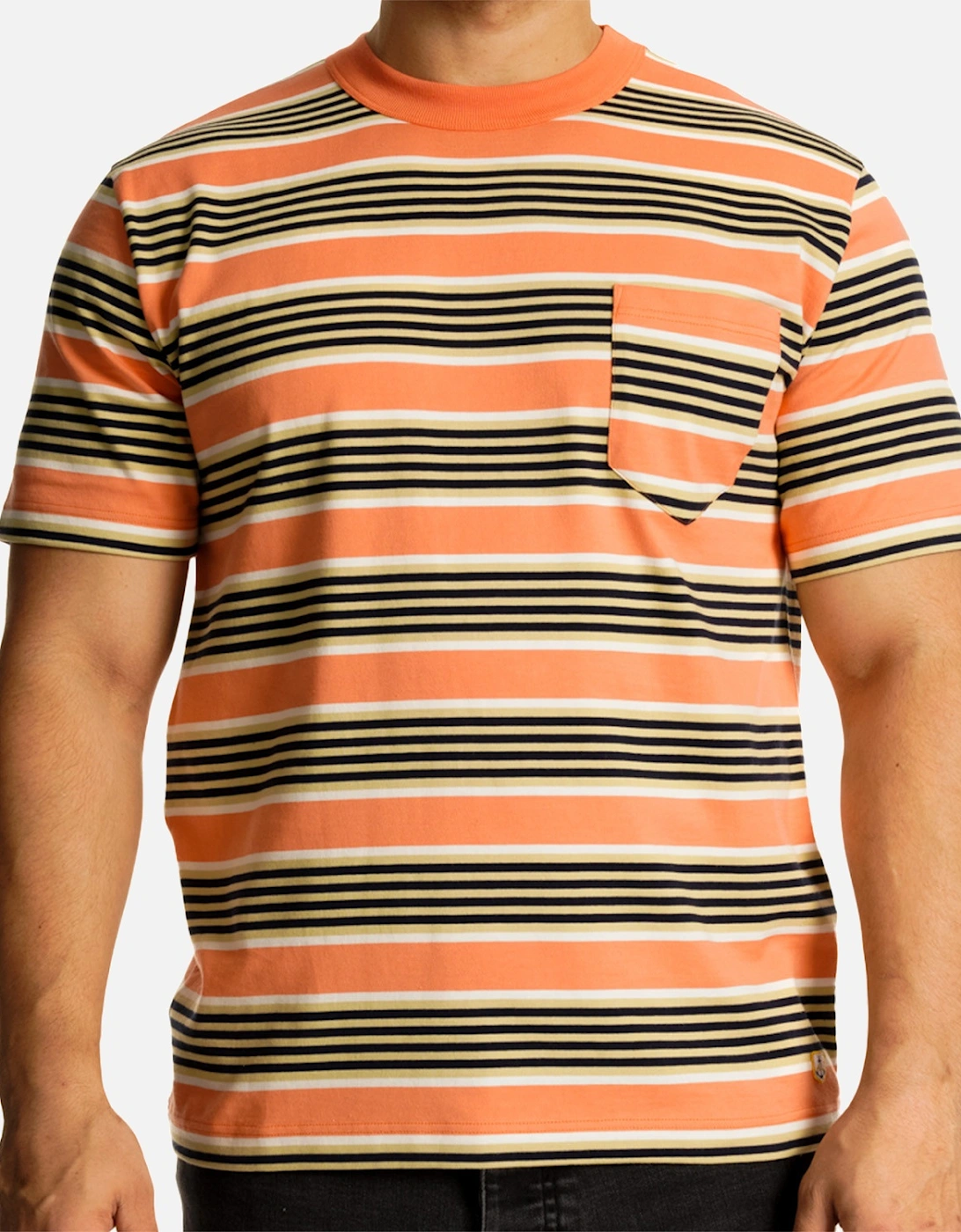 Armor Lux Mens Heritage Stripe Pocket T-Shirt (Coral), 8 of 7