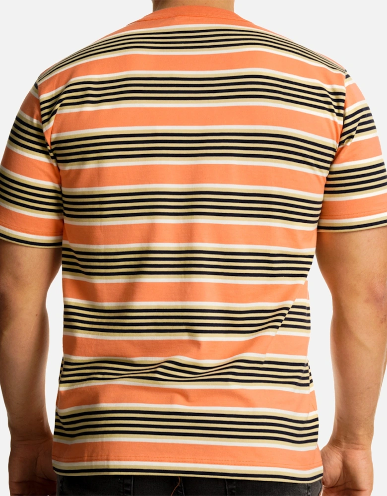 Armor Lux Mens Heritage Stripe Pocket T-Shirt (Coral)