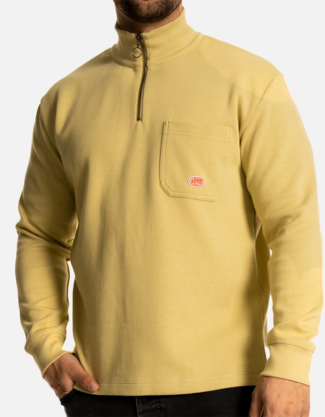 Armor Lux Mens Heritage Quarter Zip Sweatshirt (Pale Olive)