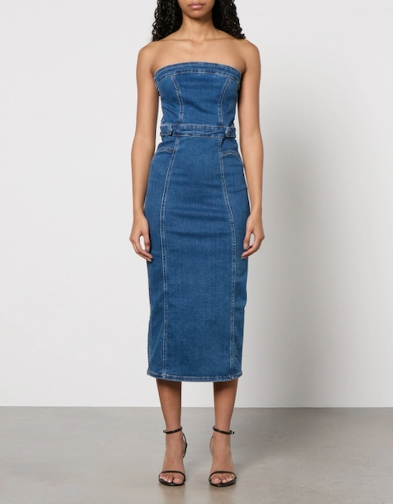 Stretch-Denim Midi Dress