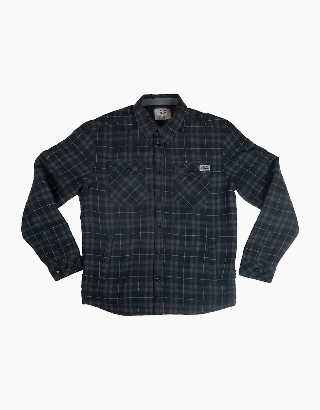 Bleubird Men's Grey Unisex Sequoia Checkered Long Sleeve Shirt - Size: Regular/36