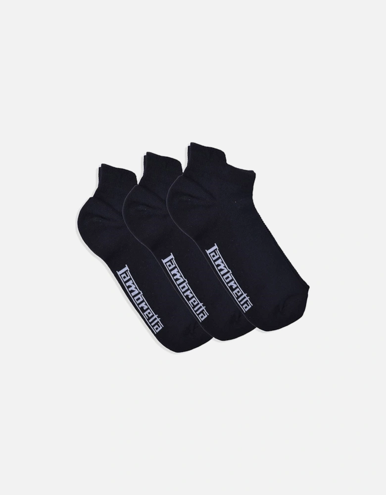 Mens 3 Pack Ankle Trainer Socks - Black