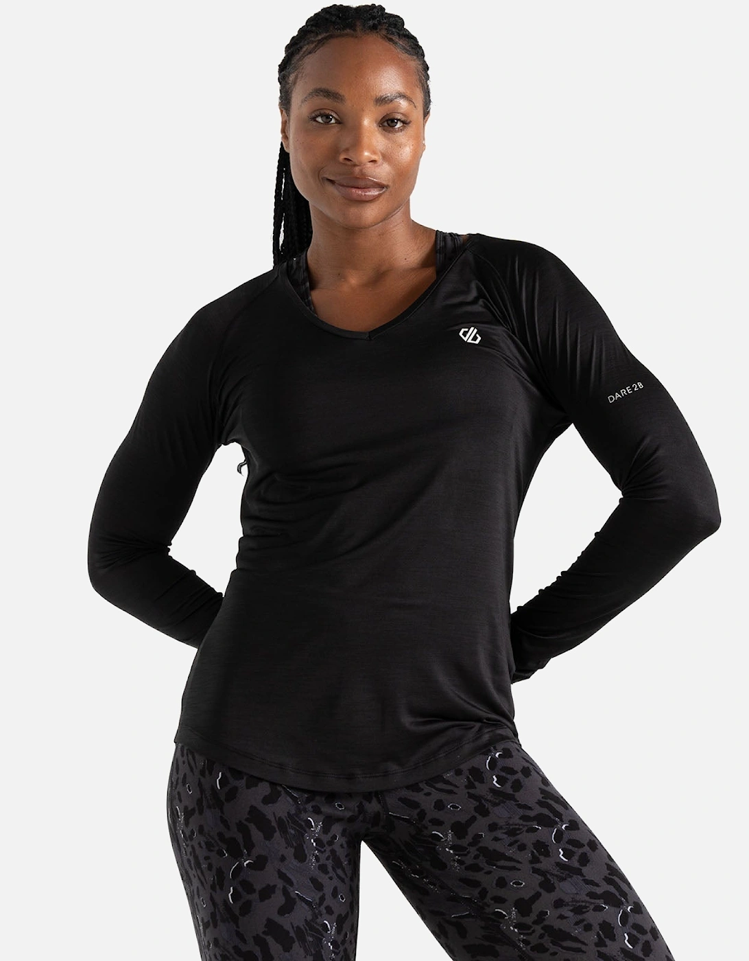 Womens Dicern Long Sleeve V-Neck Lightweight T-Shirt, 2 of 1