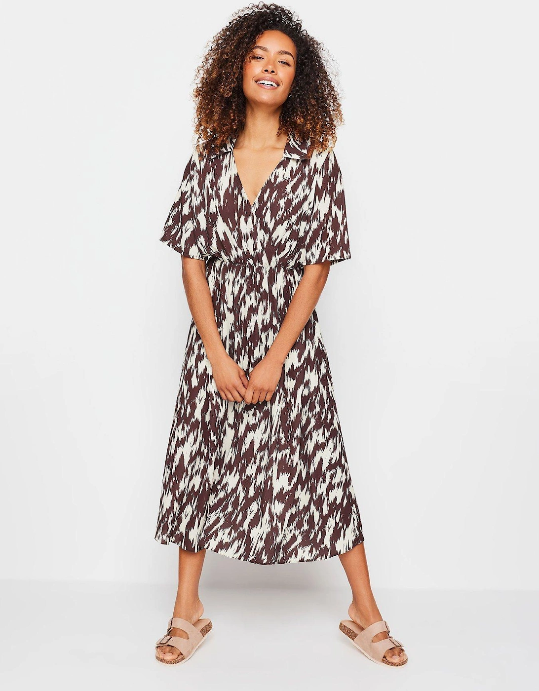 Brown And Ivory Printed Collar Dress, 2 of 1
