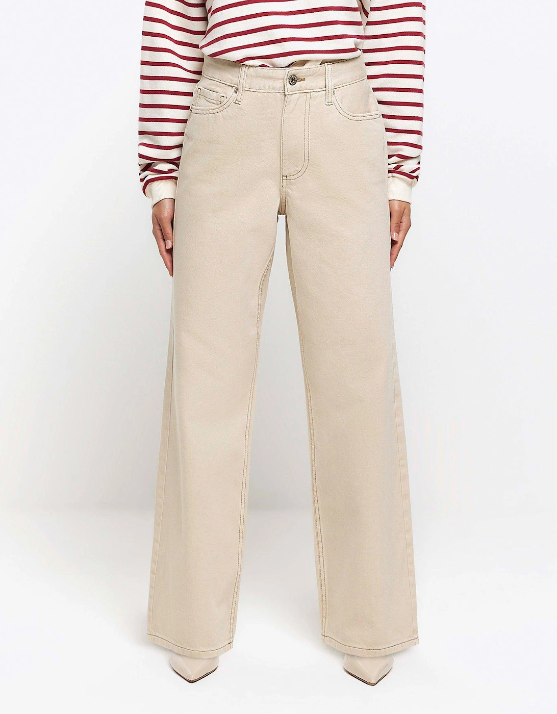 Petite High Waisted Straight Jeans - Beige, 2 of 1