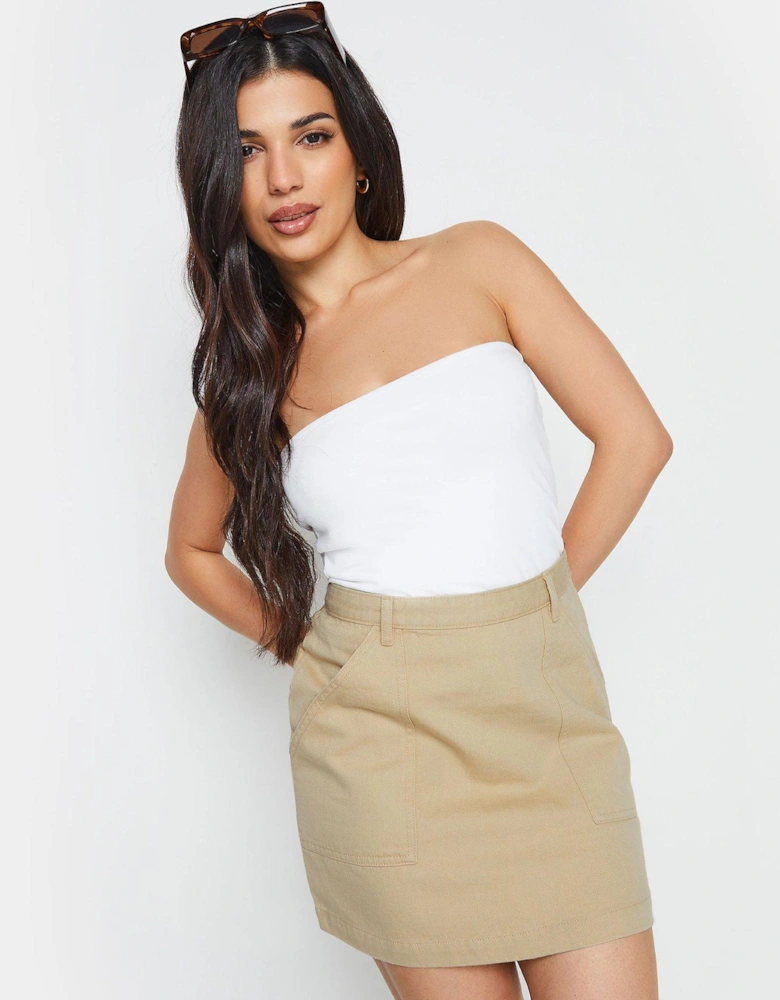 Petite Utility Style Pocket Skirt Camel