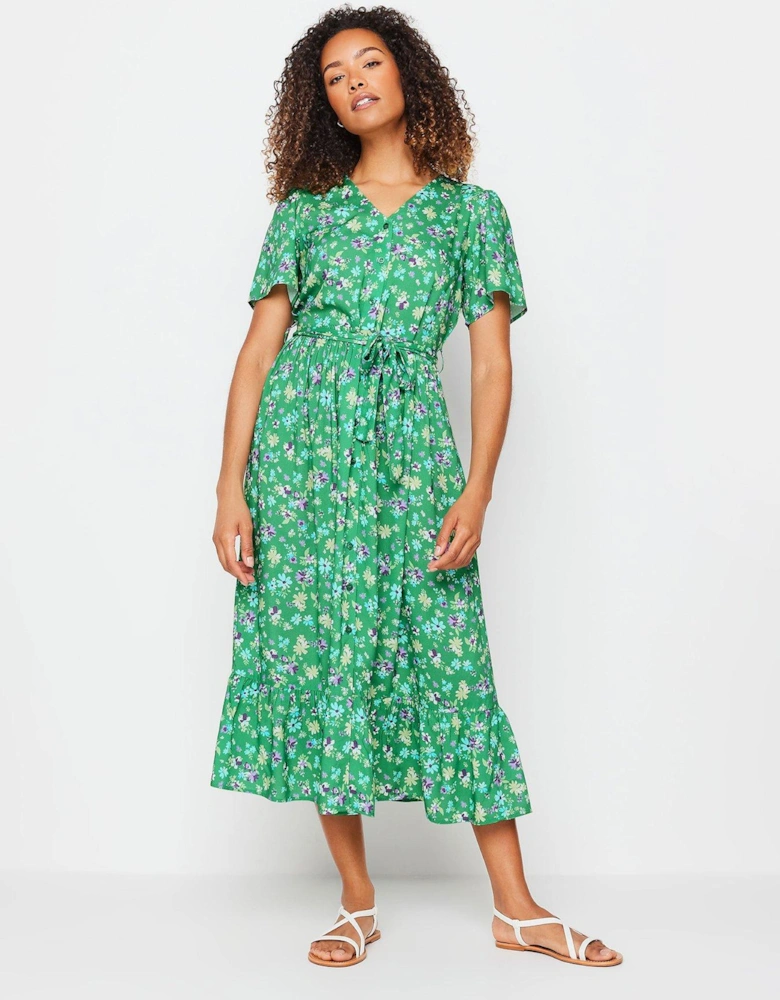 Green Meadow Button Through Tiered Maxi Dress