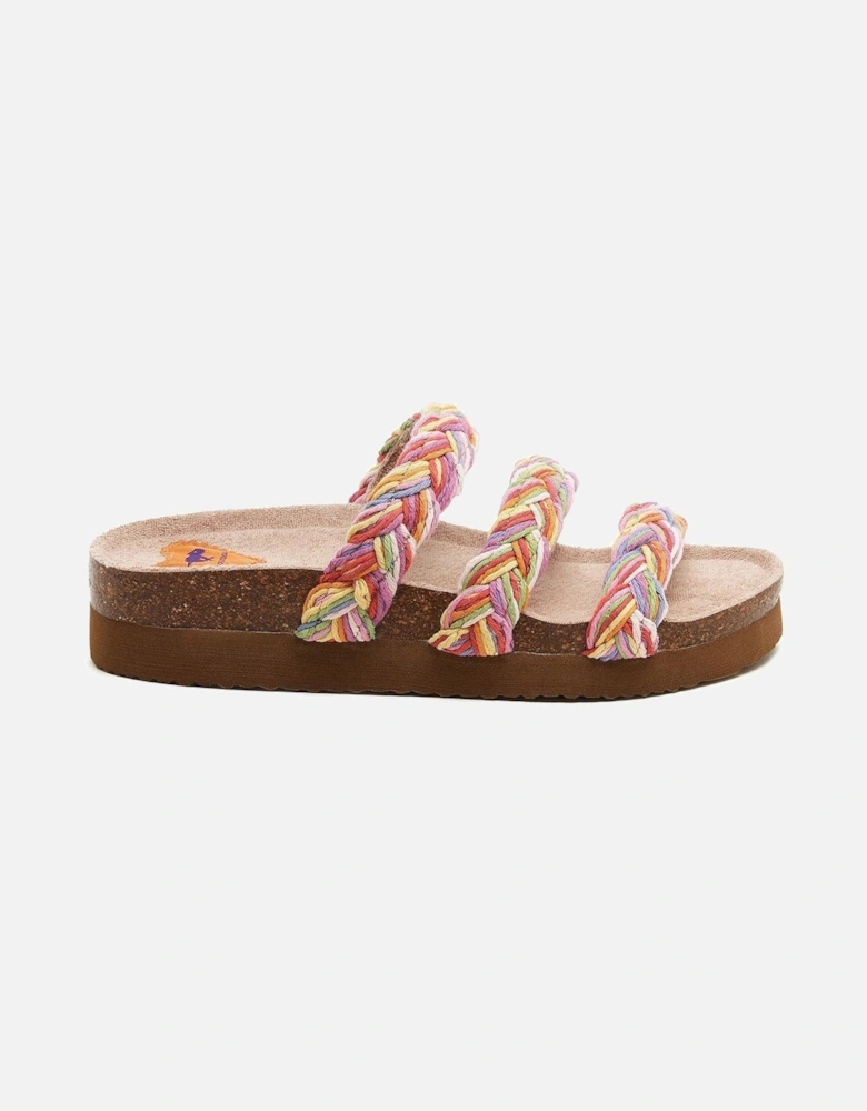 Ashley Braided Slider Sandals - Rainbow Multi