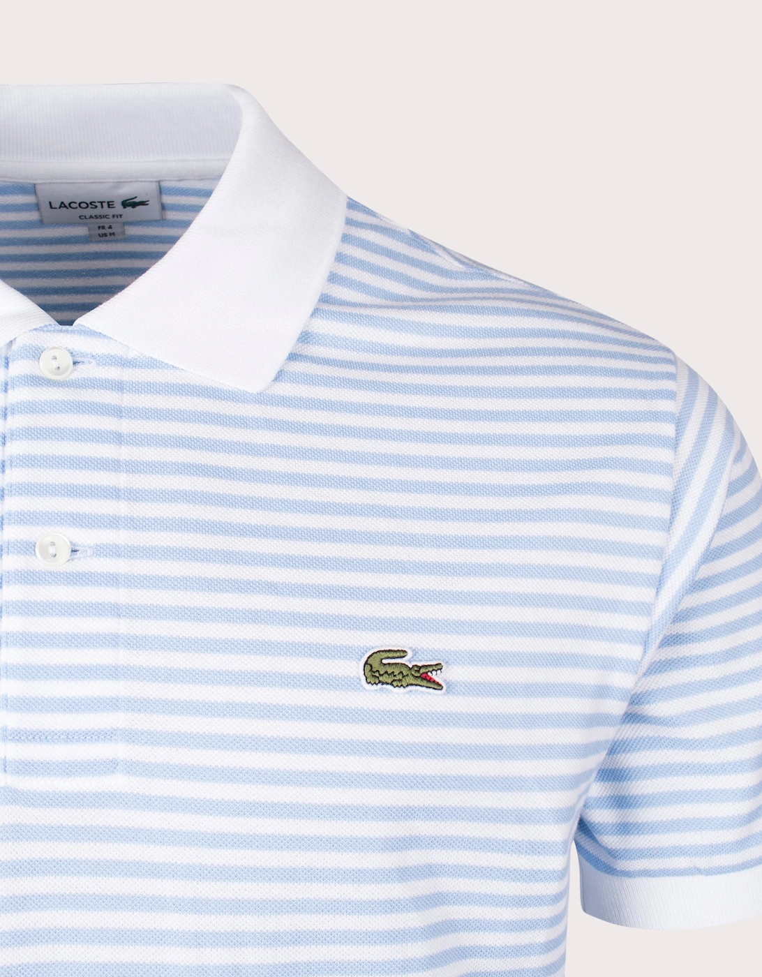 Ribbed Collar Striped Polo Shirt