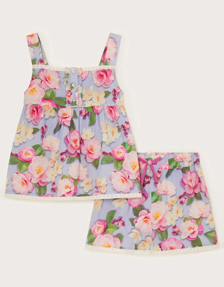 Girls Kacee Floral Pyjama Set - Blue