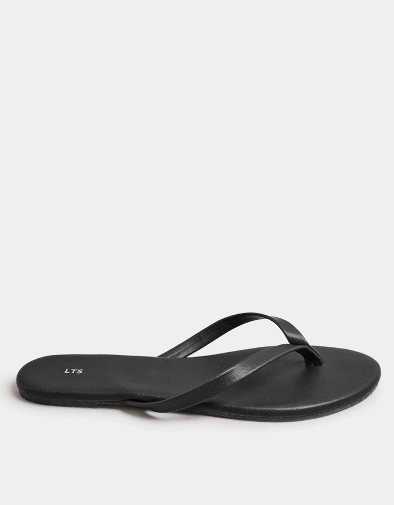 Toe Thong Simple Flat Sandal Black
