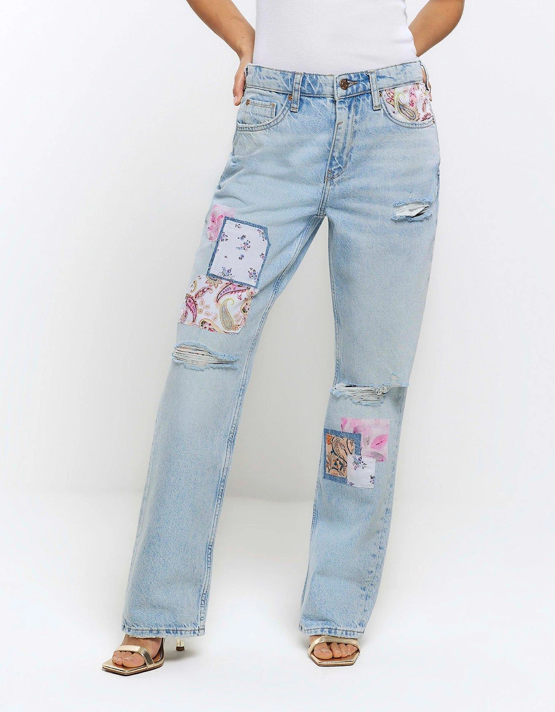 Petite Patch Stove Straight Jeans, 2 of 1