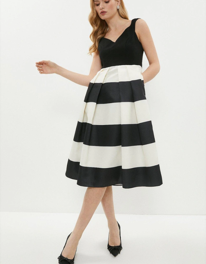 High Low Ponte And Twill Dress