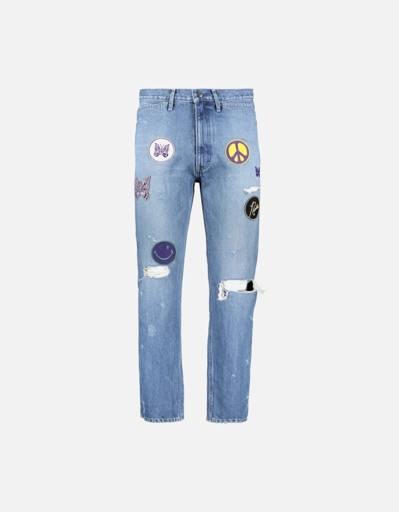 Assorted Patches Straight Jeans