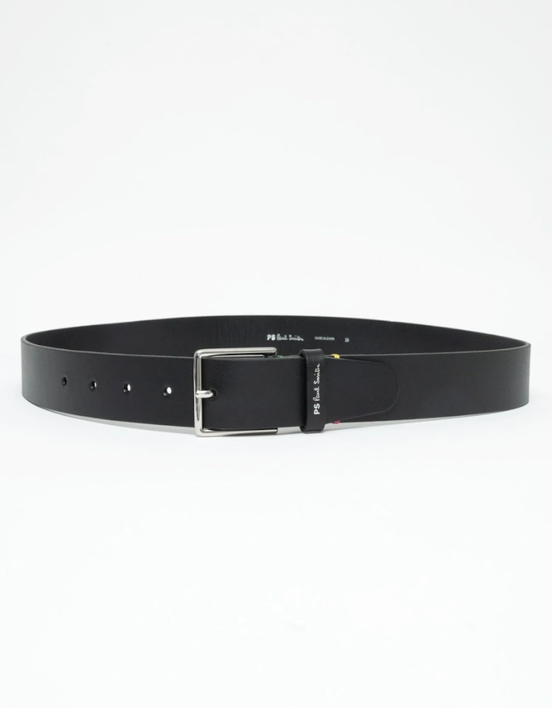 Mens Leather Belt With Colourful Stitch Detail