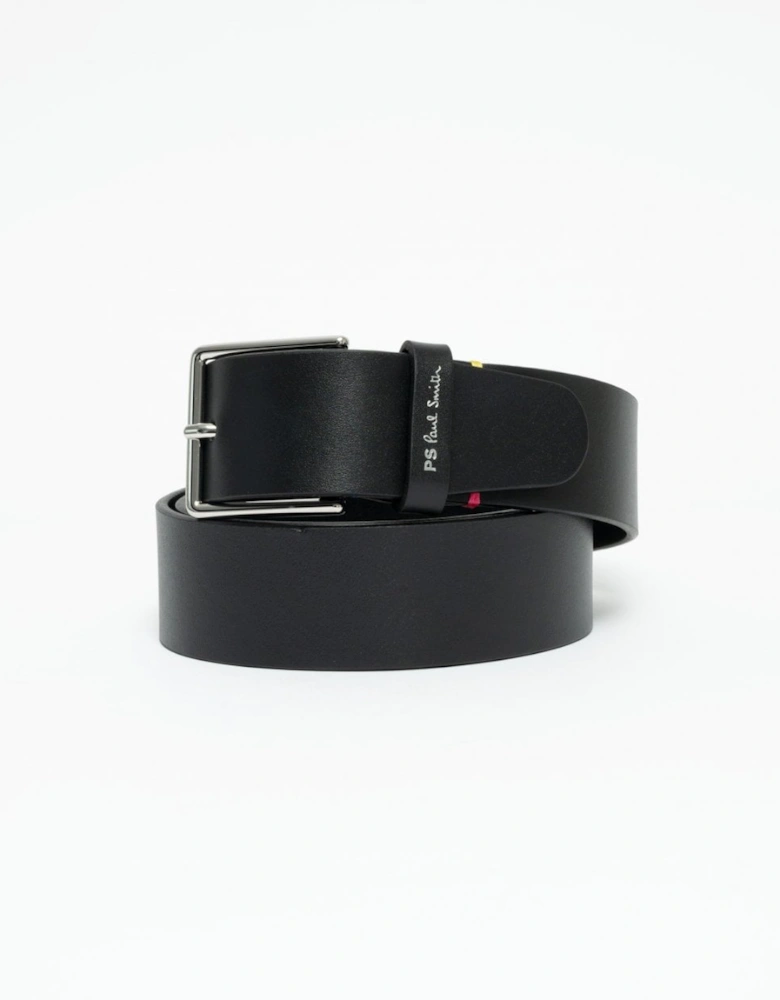 Mens Leather Belt With Colourful Stitch Detail