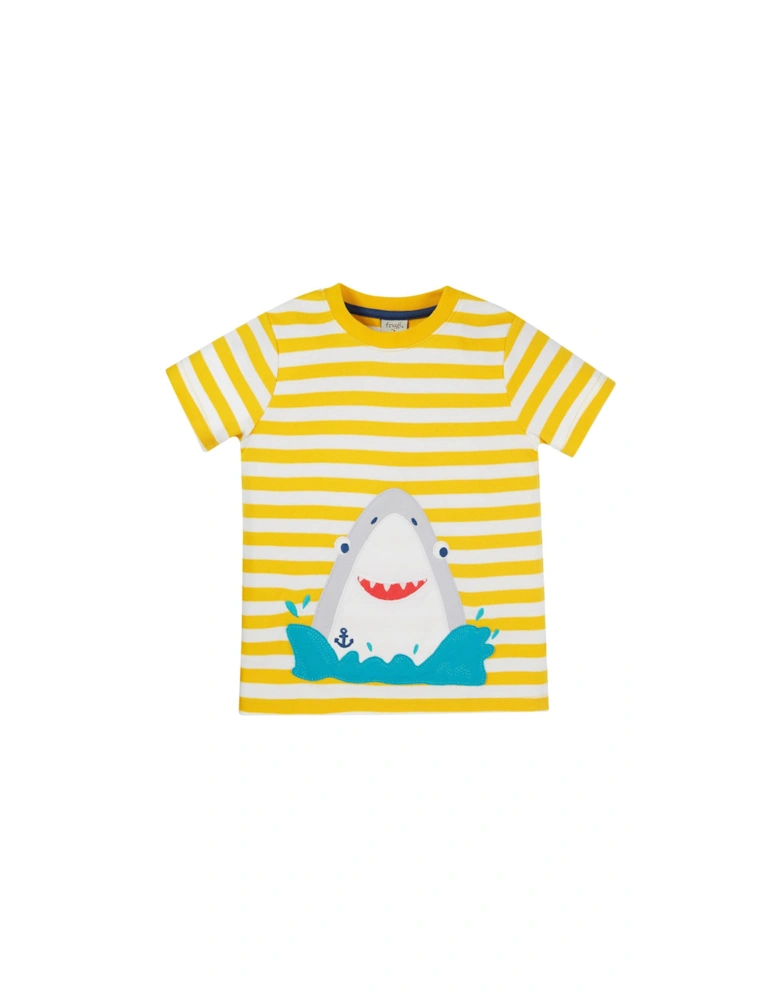 Boys Sid Shark Applique T-shirt - Yellow