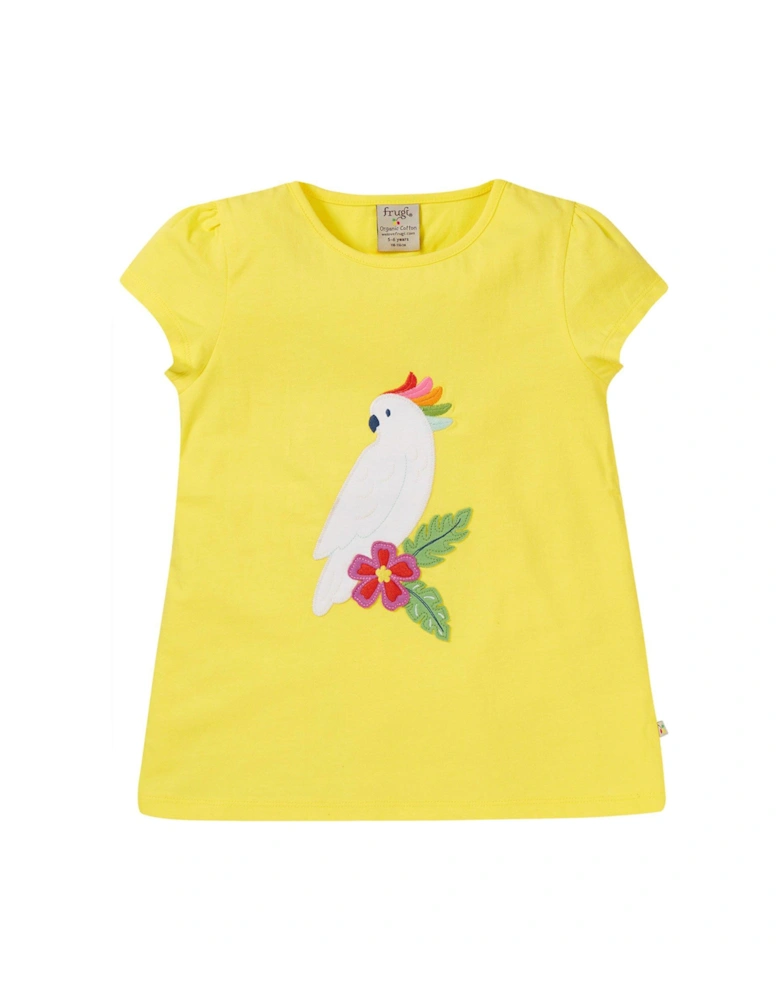 Girls Cassia Cockatoo Applique T-shirt - Yellow