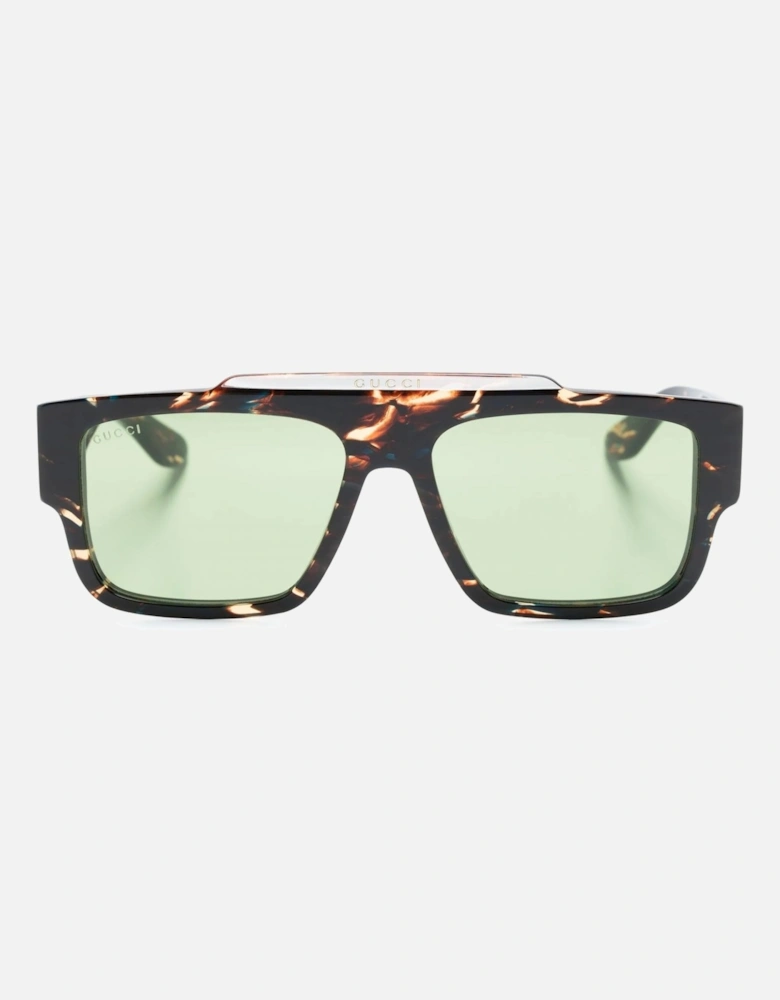 Acetate Rectangular Frame Sunglasses Brown