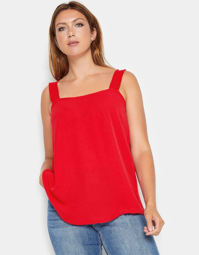 Red Ruched Strap Swing Cami